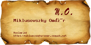 Miklusovszky Omár névjegykártya